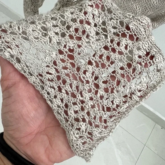 Cynthia Rowley Linen Cardigan Sweater Duster Open Knit Taupe Womens Medium NWOT - Picture 5 of 7